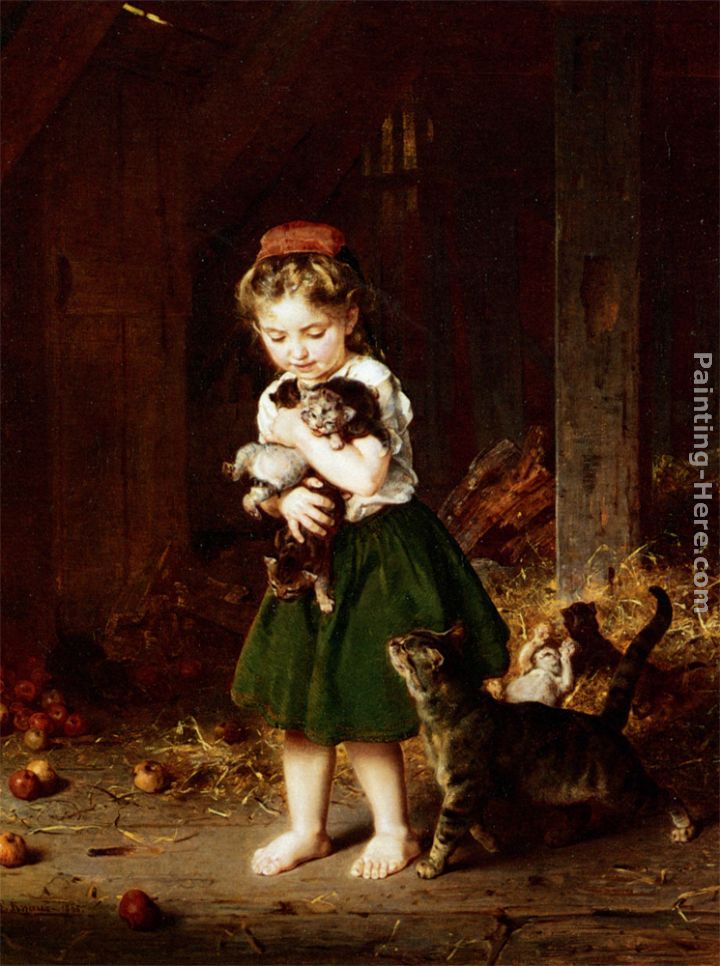 A Handful of Kittens painting - Ludwig Knaus A Handful of Kittens art painting